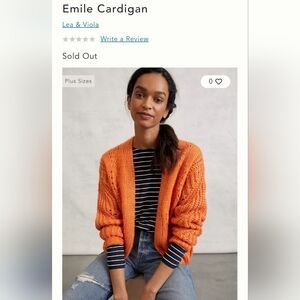 Anthropologir Lea & Viola Vibrant Orange Knit Cardigan
